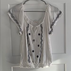 Aeropostale Off-Shoulder Embroidered Blouse